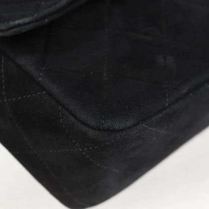 Chanel Vintage Classic Double Flap Bag Quilted Suede, BLACK, SUEDE, Handbag