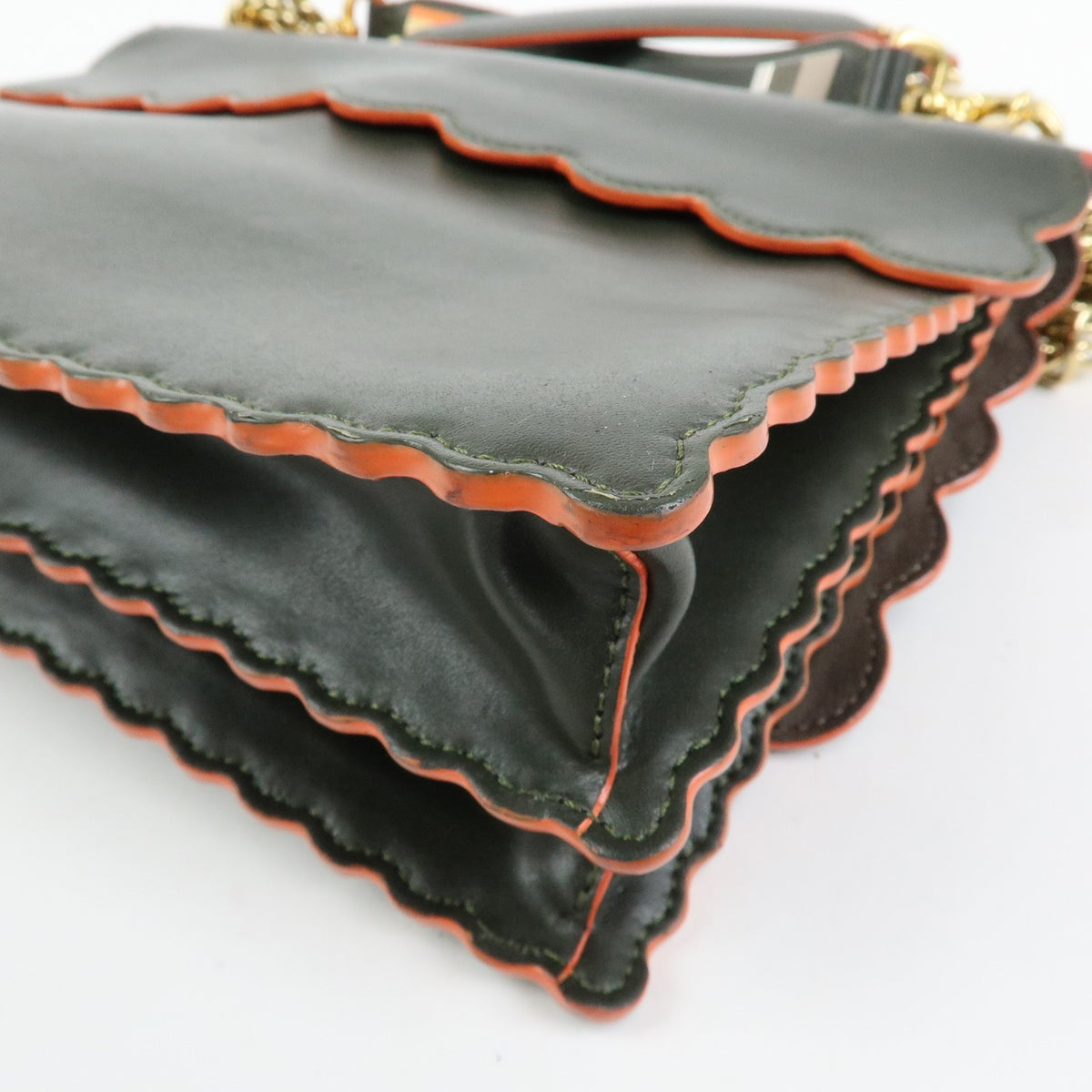 Fendi Kan I Leather, Green, Leather, Shoulder Bag