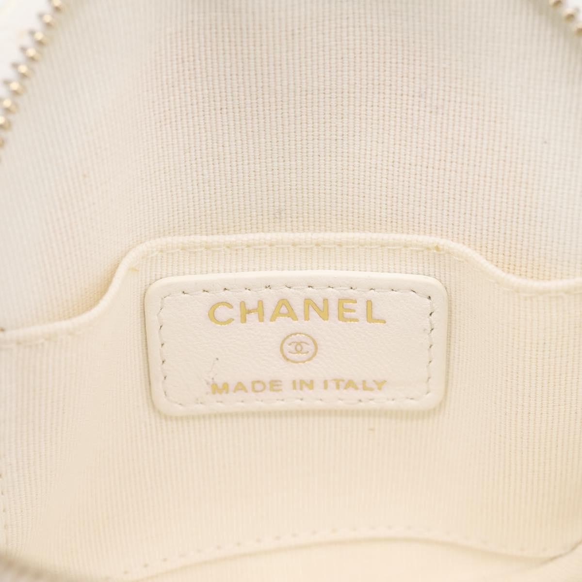 Chanel Camellia Round Clutch with Chain Lambskin, White, Leather, Clutch