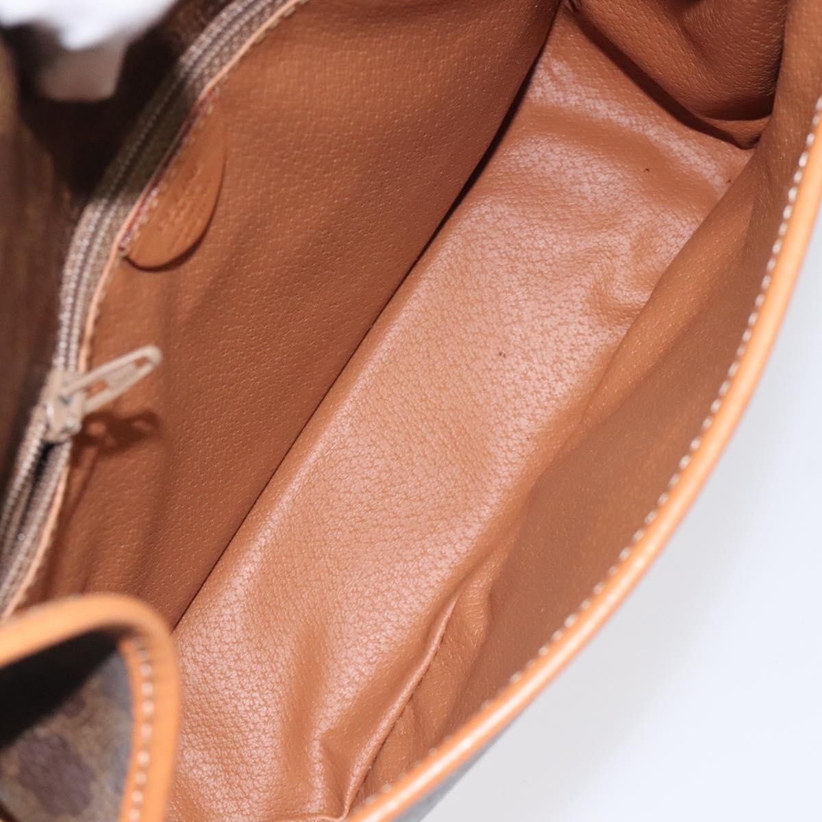 Celine Vintage Macadam Circle Logo Canvas and Leather, Brown, Canvas, Shoulder Bag