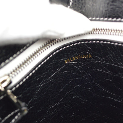 Balenciaga Barbes East West Shopper Tote Striped Leather, Black, Leather, Tote Bag
