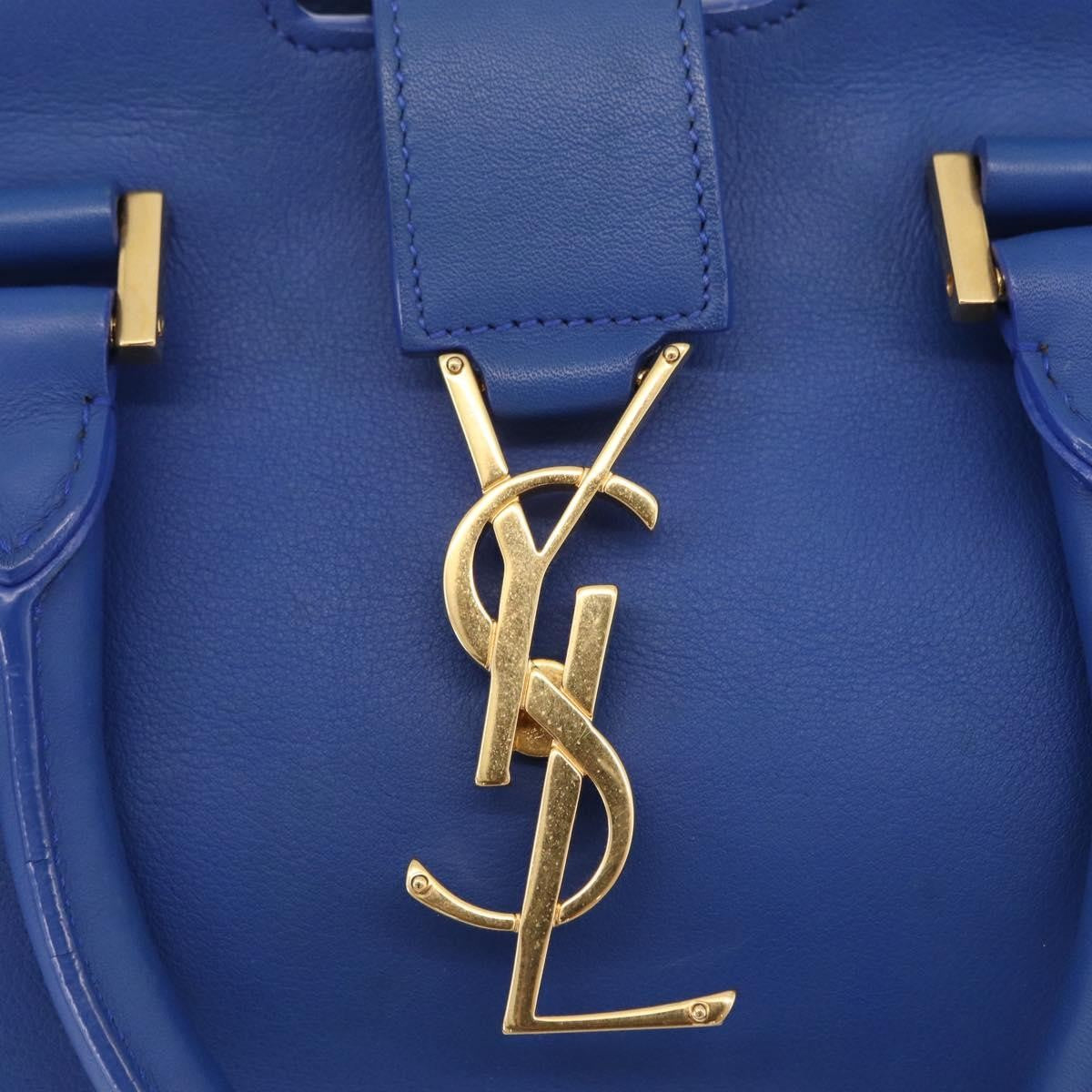 Saint Laurent Monogram Cabas Leather, Blue, Leather, Tote Bag