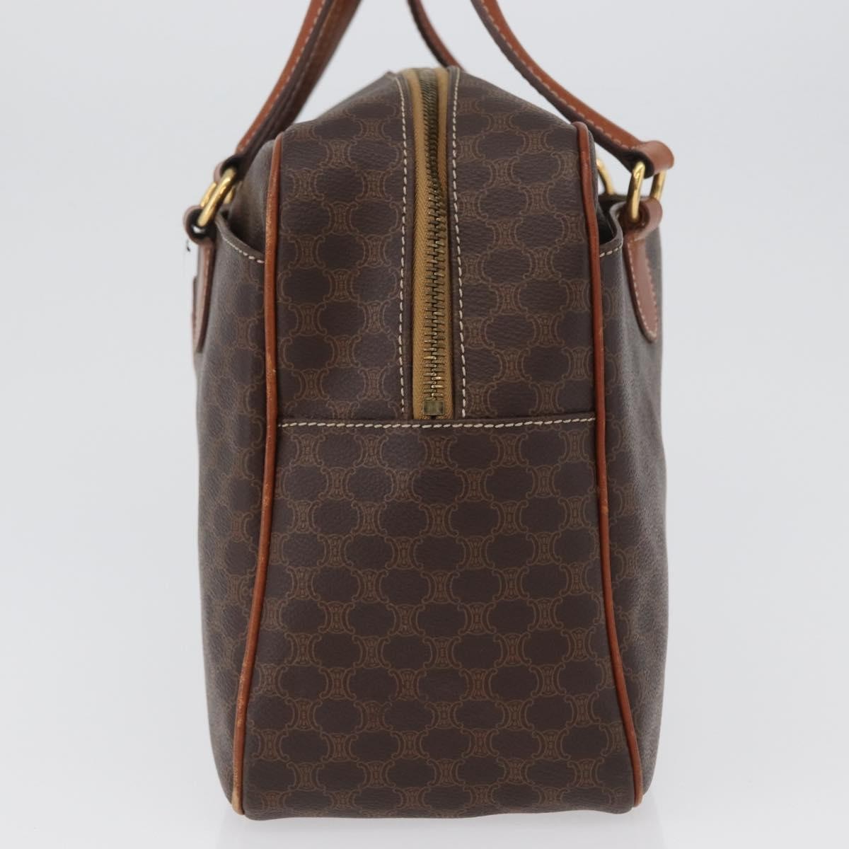 Celine Vintage Macadam Canvas and Leather, Brown, Canvas, Handbag