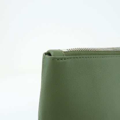 Loewe T Pouch Leather, Green, Leather, Clutch