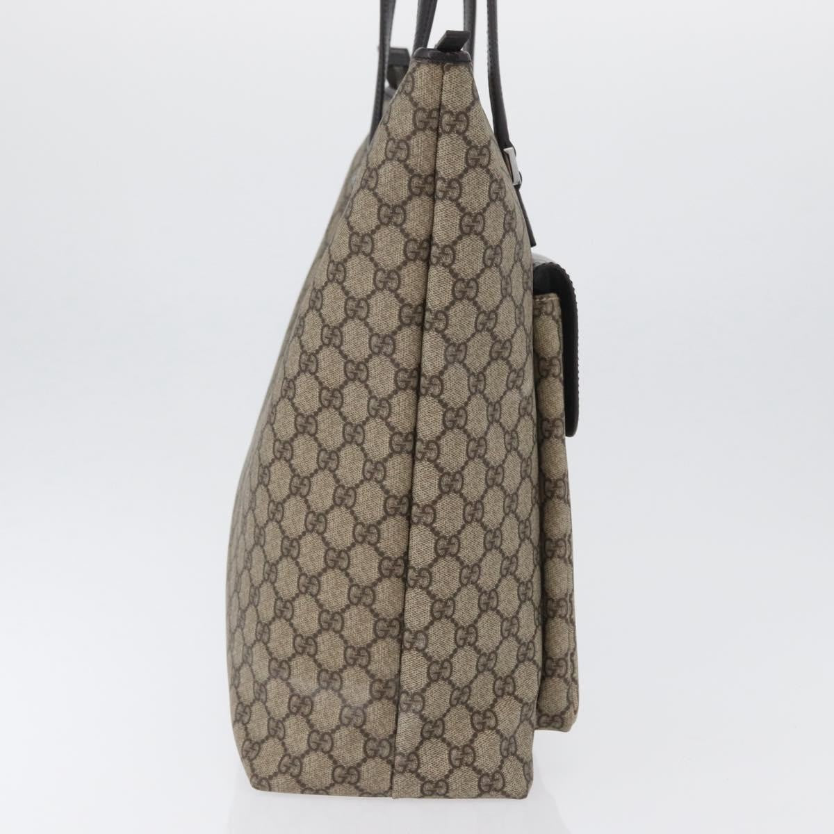 Gucci Vintage Front Pocket Tote GG Coated Canvas with Leather, Beige, Canvas, Tote Bag