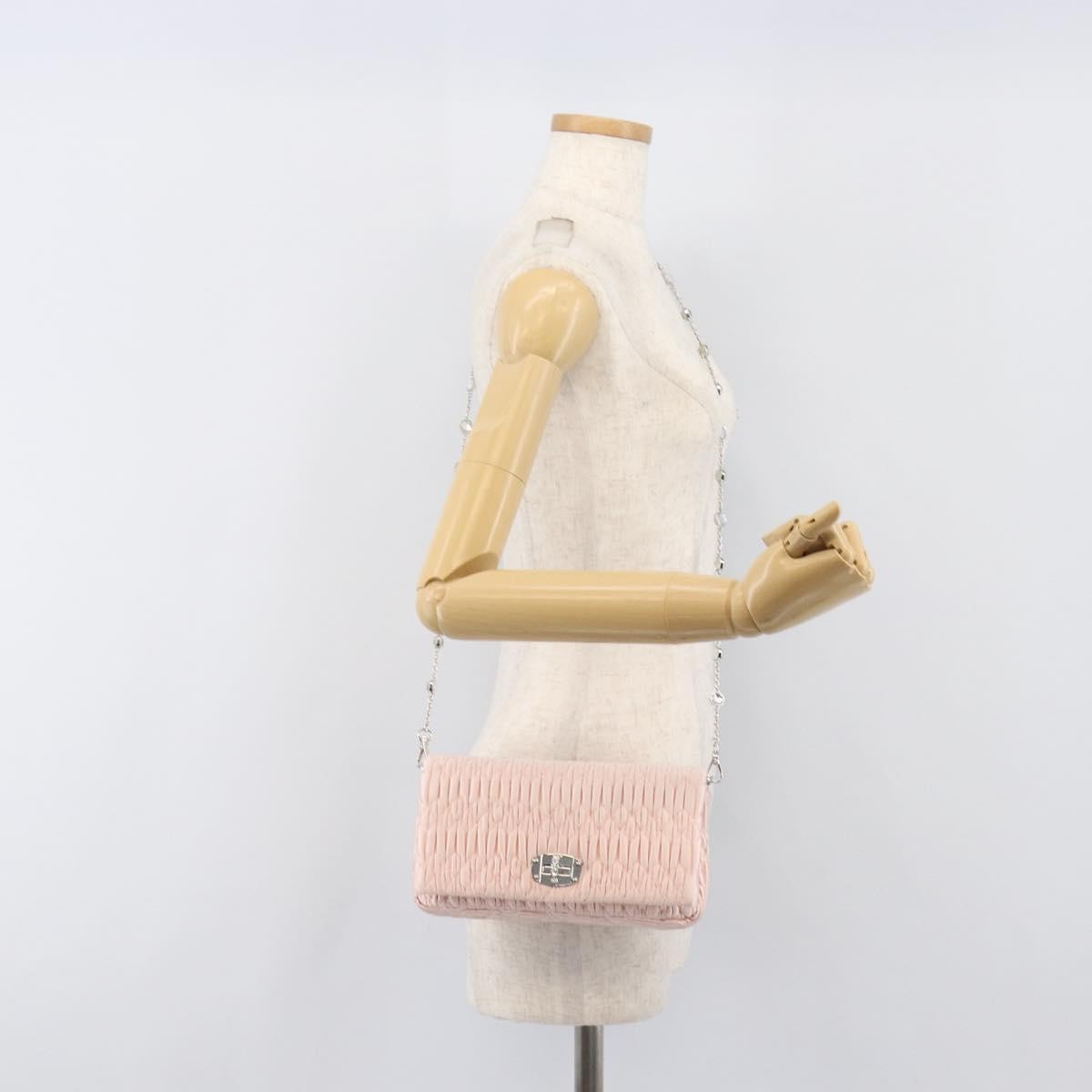 Miu Miu Crystal Full Flap Printed Calf Hair and Matelasse Leather, Pink, Satin, Shoulder Bag