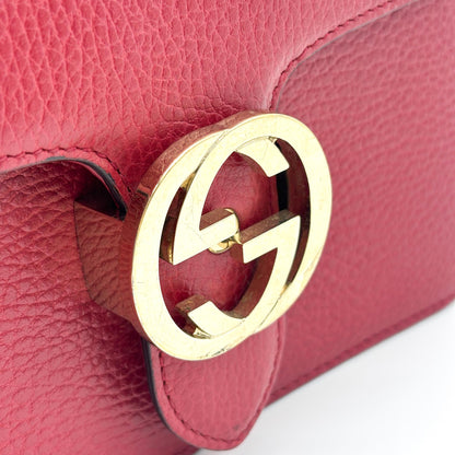 Gucci Interlocking Leather, Red, Leather, Shoulder Bag