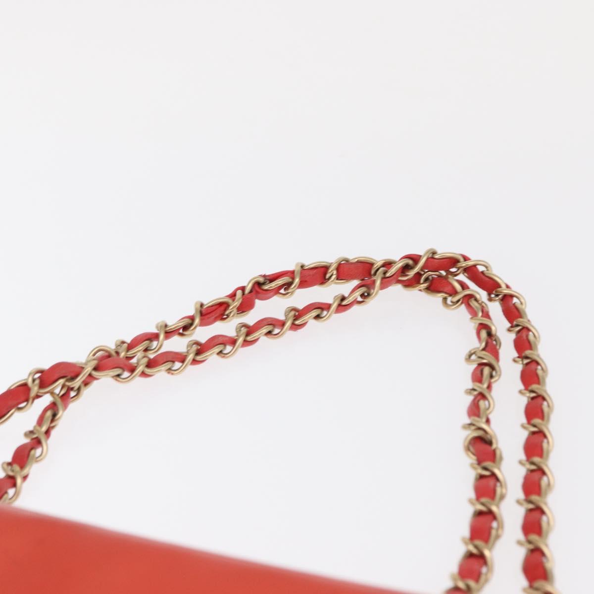 Chanel Chain Flap Shoulder Bag Leather, ORANGE, PATENT_LEATHER, Shoulder bag