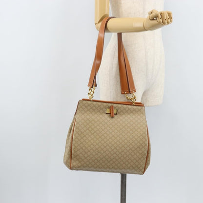 Celine Vintage Macadam Shopper Coated Canvas, Beige, Canvas, Tote Bag