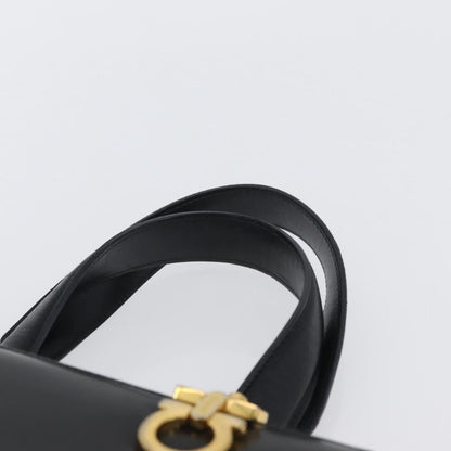 Salvatore Ferragamo Gancini Leather, Black, Leather, Handbag