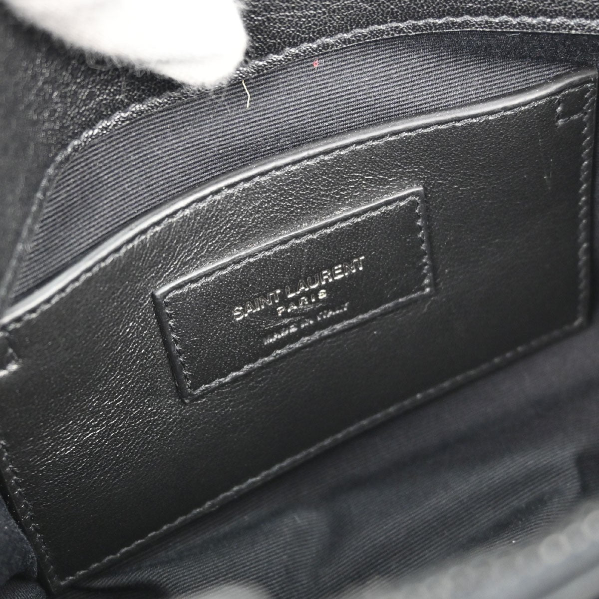 Saint Laurent Classic Monogram College Matelasse Chevron Leather, Black, Leather, Handbag