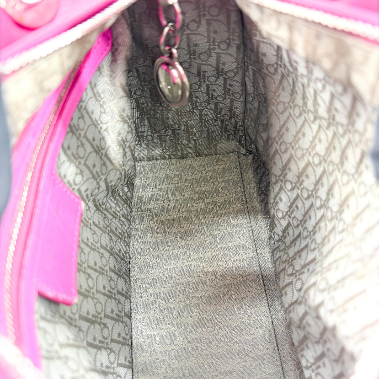 Christian Dior Lady Dior Cannage Quilt Lambskin, Pink, Leather, Handbag