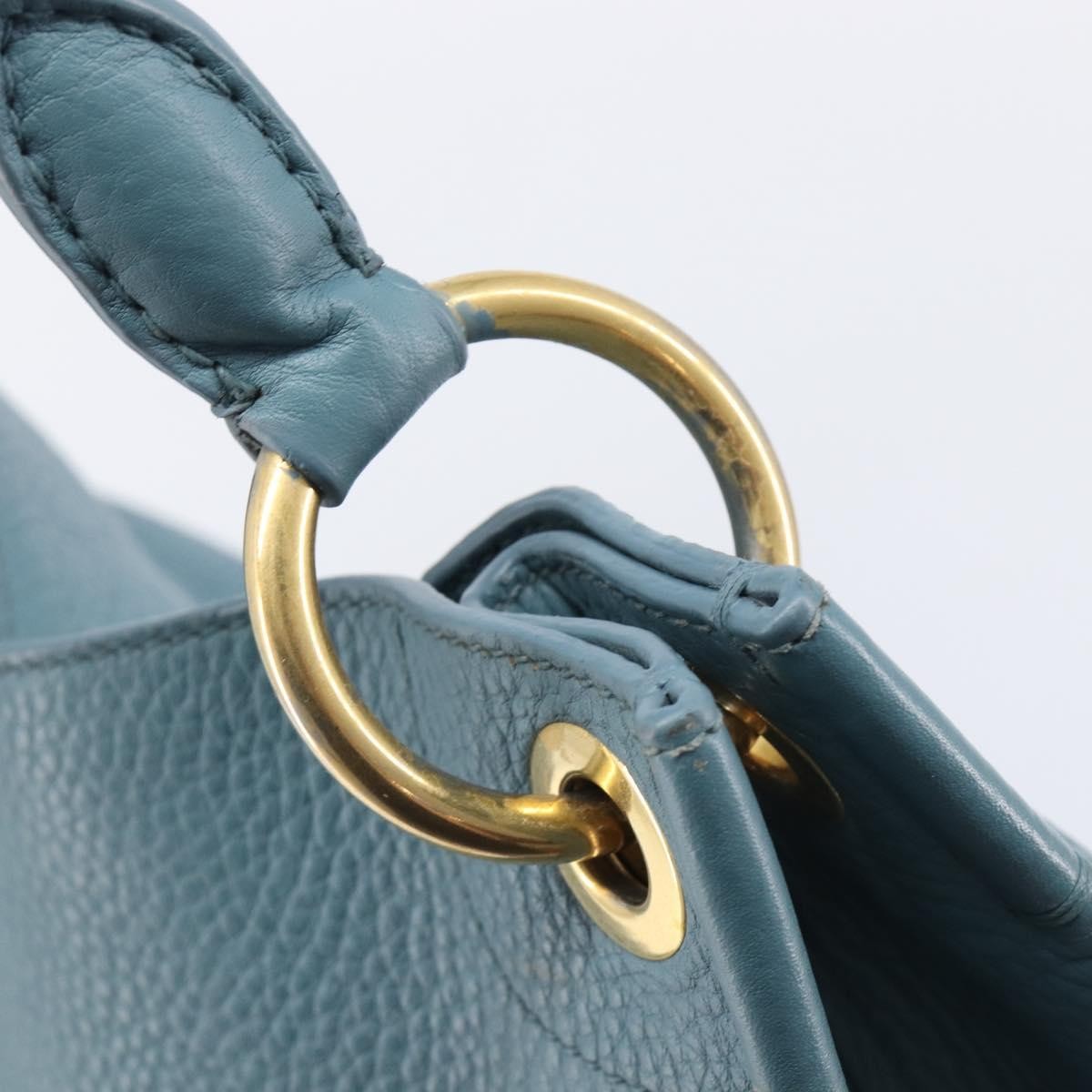 Prada Rolled Hobo Vitello Daino, Blue, Leather, Shoulder Bag