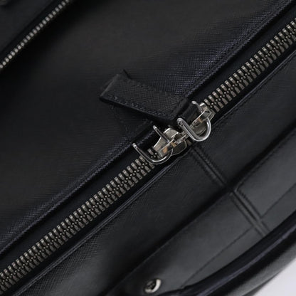 Prada Expandable Front Zip Boston Tessuto, Black, Leather, Travel Bag