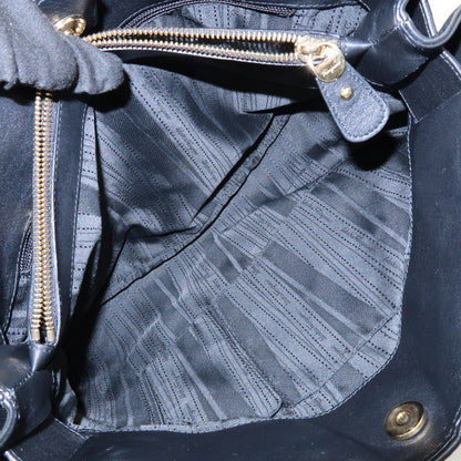 Salvatore Ferragamo W Chain Leather, Black, Leather, Tote Bag