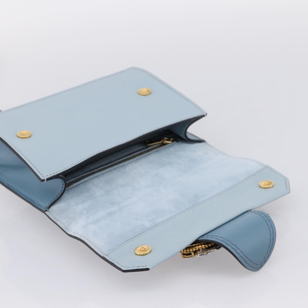 Miu Miu Madras Crystal Buckle Leather, Blue, Leather, Shoulder Bag