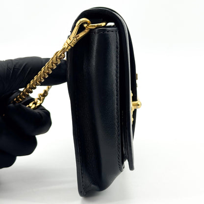 Prada Cahier Calf Hair with Leather, Black, Leather, Crossbody Bag