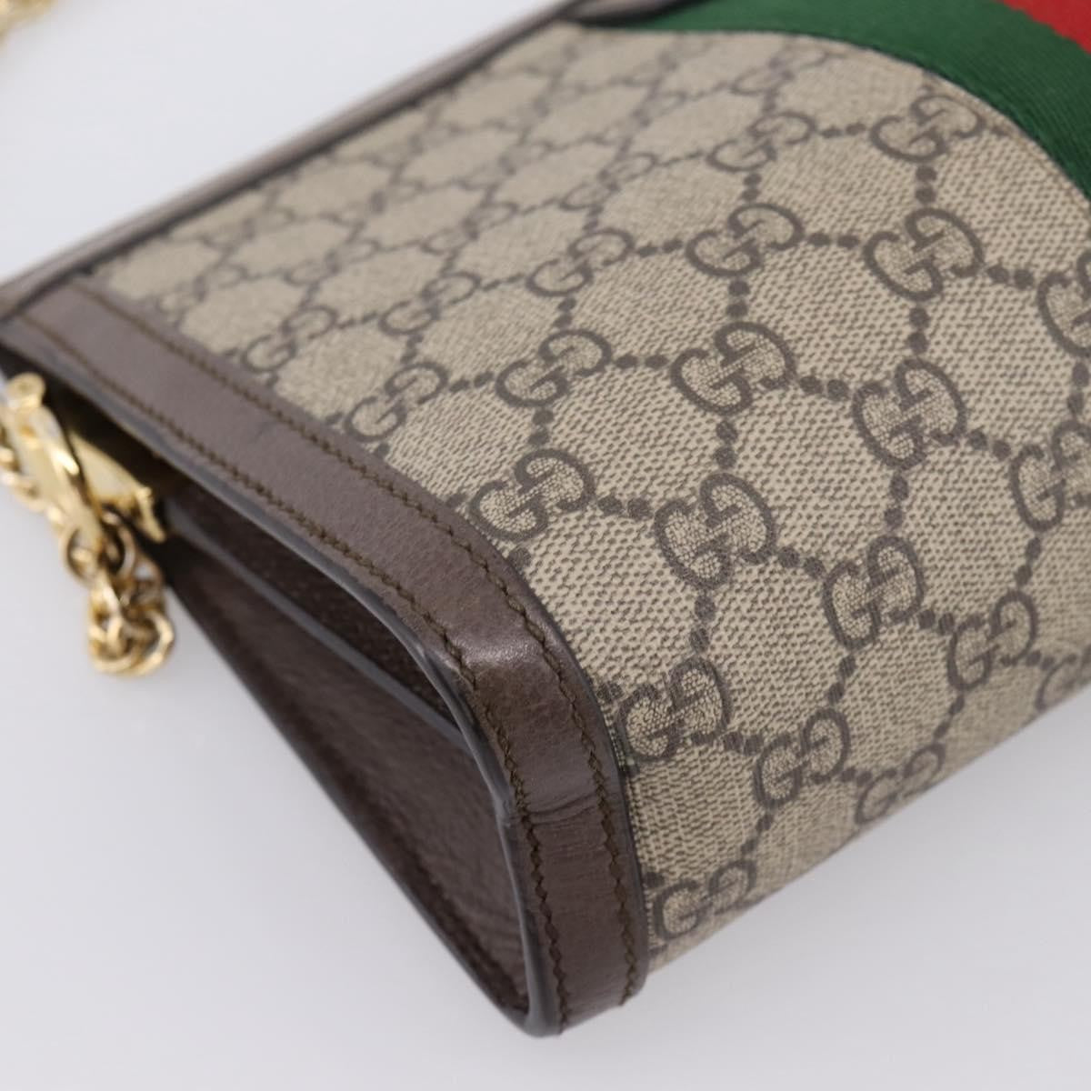 Gucci Ophidia Chain GG Coated Canvas, Beige, Canvas, Shoulder Bag