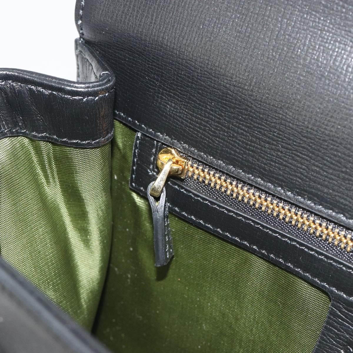 Gucci GG Ring Leather, Black, Leather, Shoulder Bag