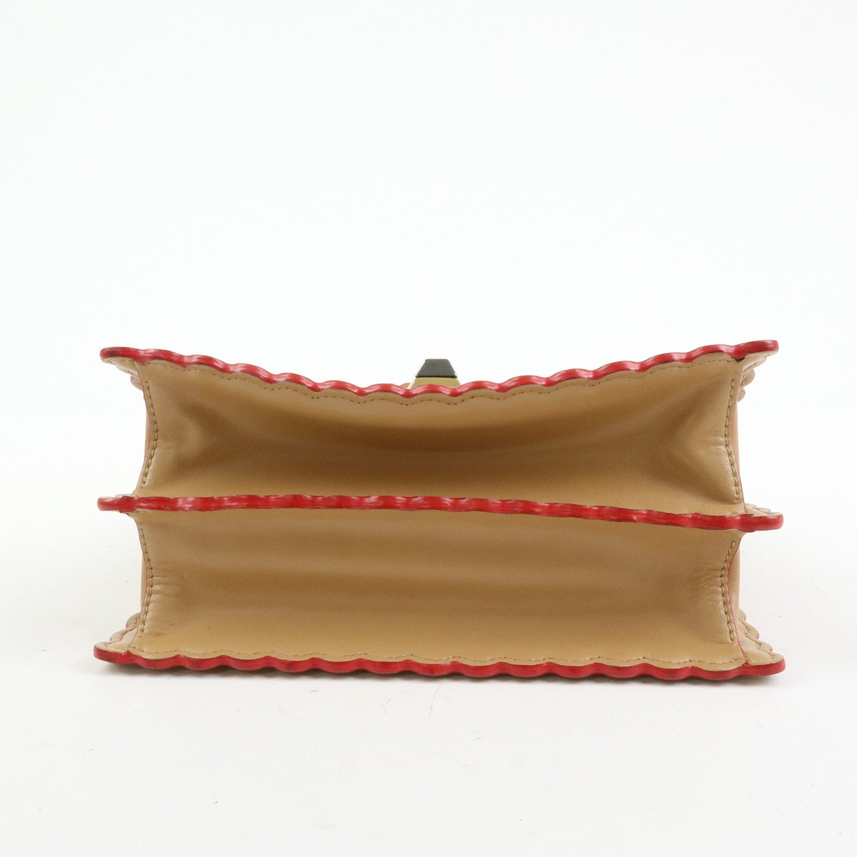 Fendi Kan I Leather, Beige, Leather, Shoulder Bag