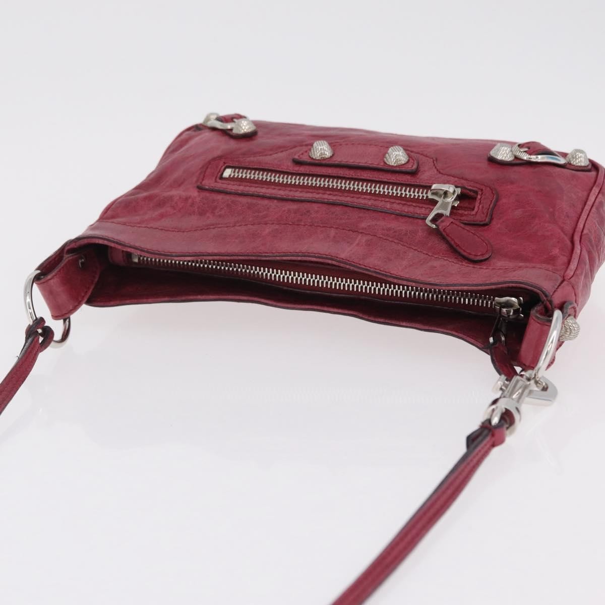 Balenciaga Hip Giant Studs Leather, Red, Leather, Crossbody Bag