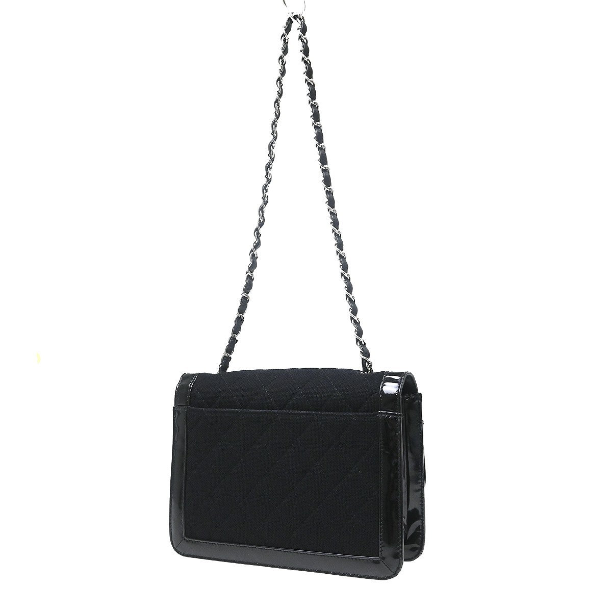 Chanel Reissue Flap Quilted Jersey with Patent, Black, Canvas, Shoulder Bag