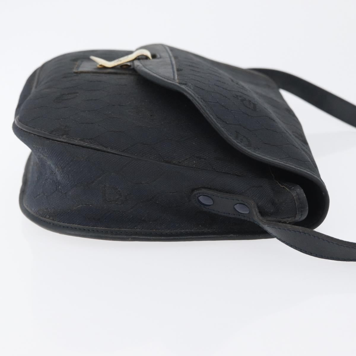 Christian Dior Vintage Honeycomb Flap Canvas and Leather, Black, Canvas, Shoulder Bag