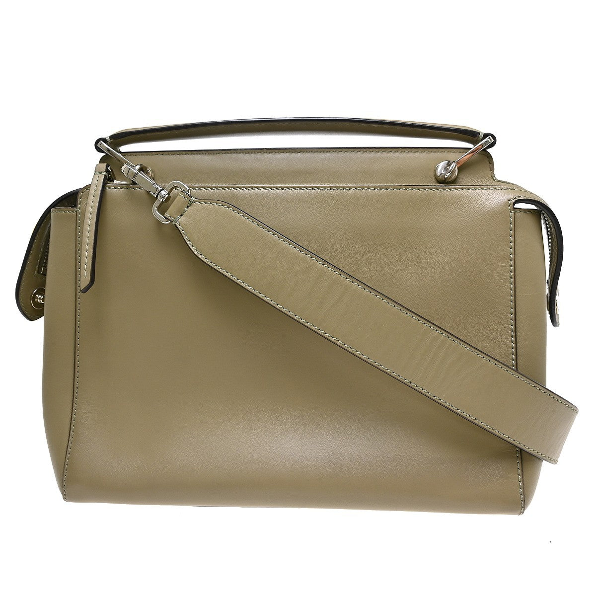 Fendi DotCom Convertible Satchel Leather, Beige, Leather, Handbag