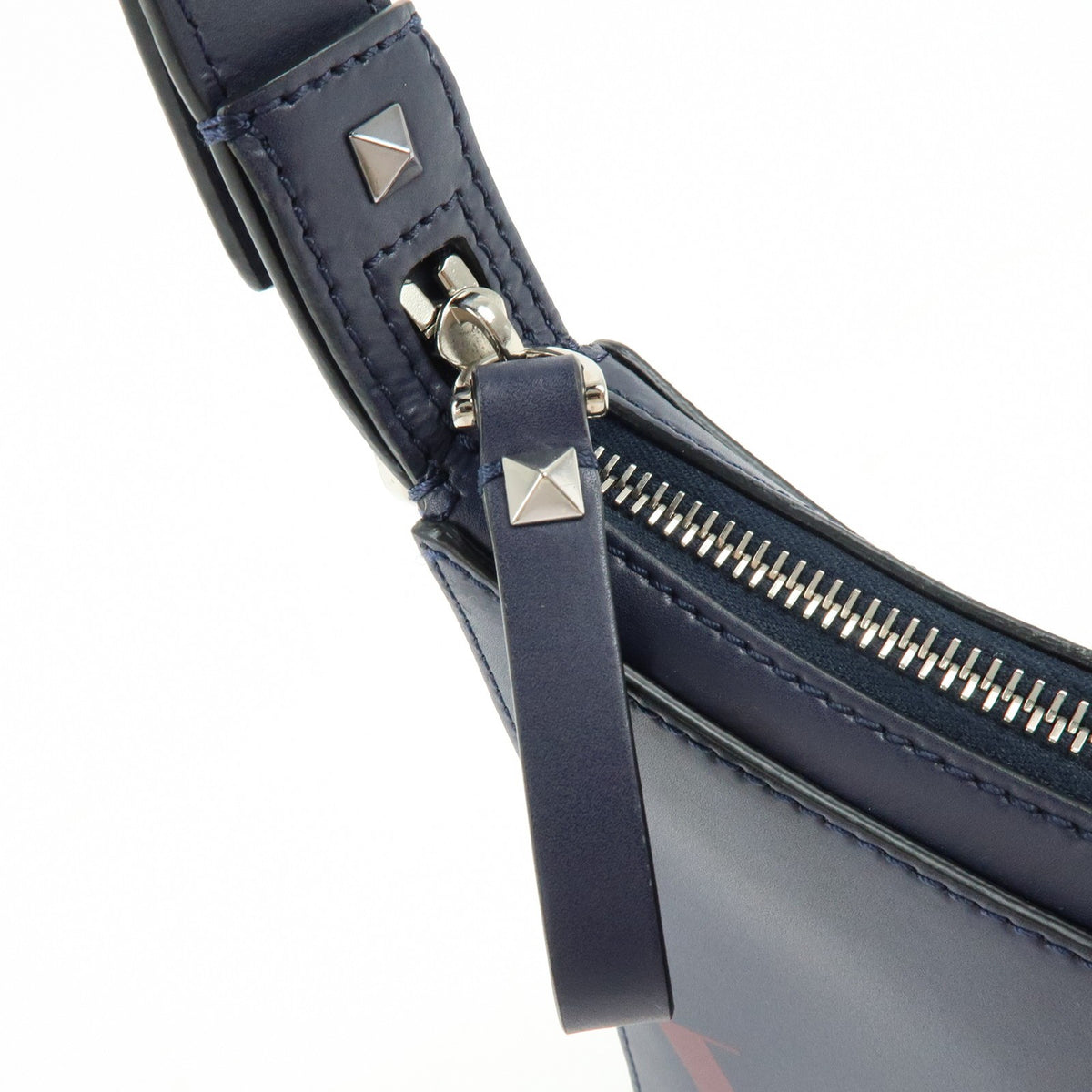Valentino Garavani VLTN Hobo Printed Leather, Navy, Leather, Shoulder Bag