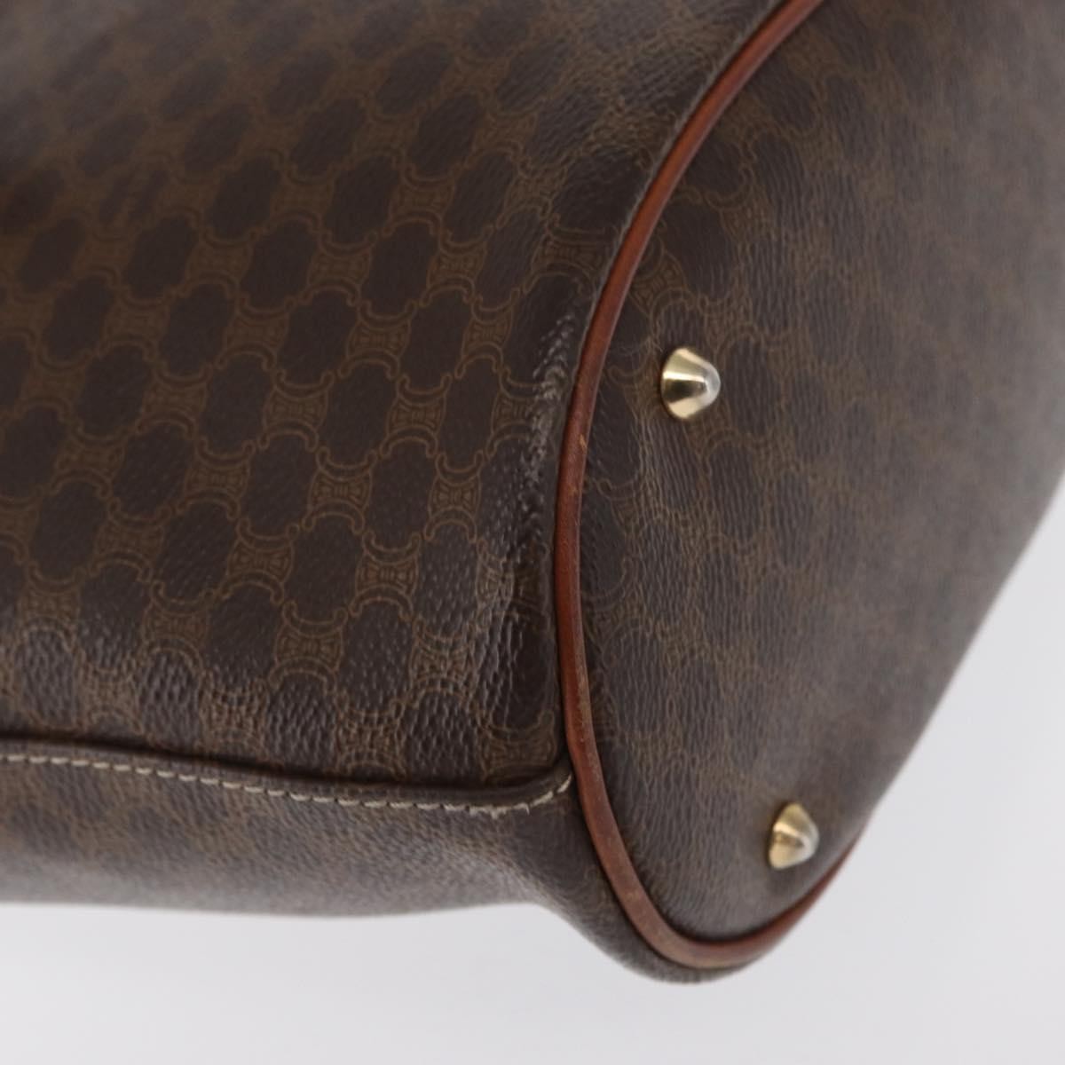 Celine Vintage Macadam Shopper Coated Canvas, Brown, Canvas, Tote Bag