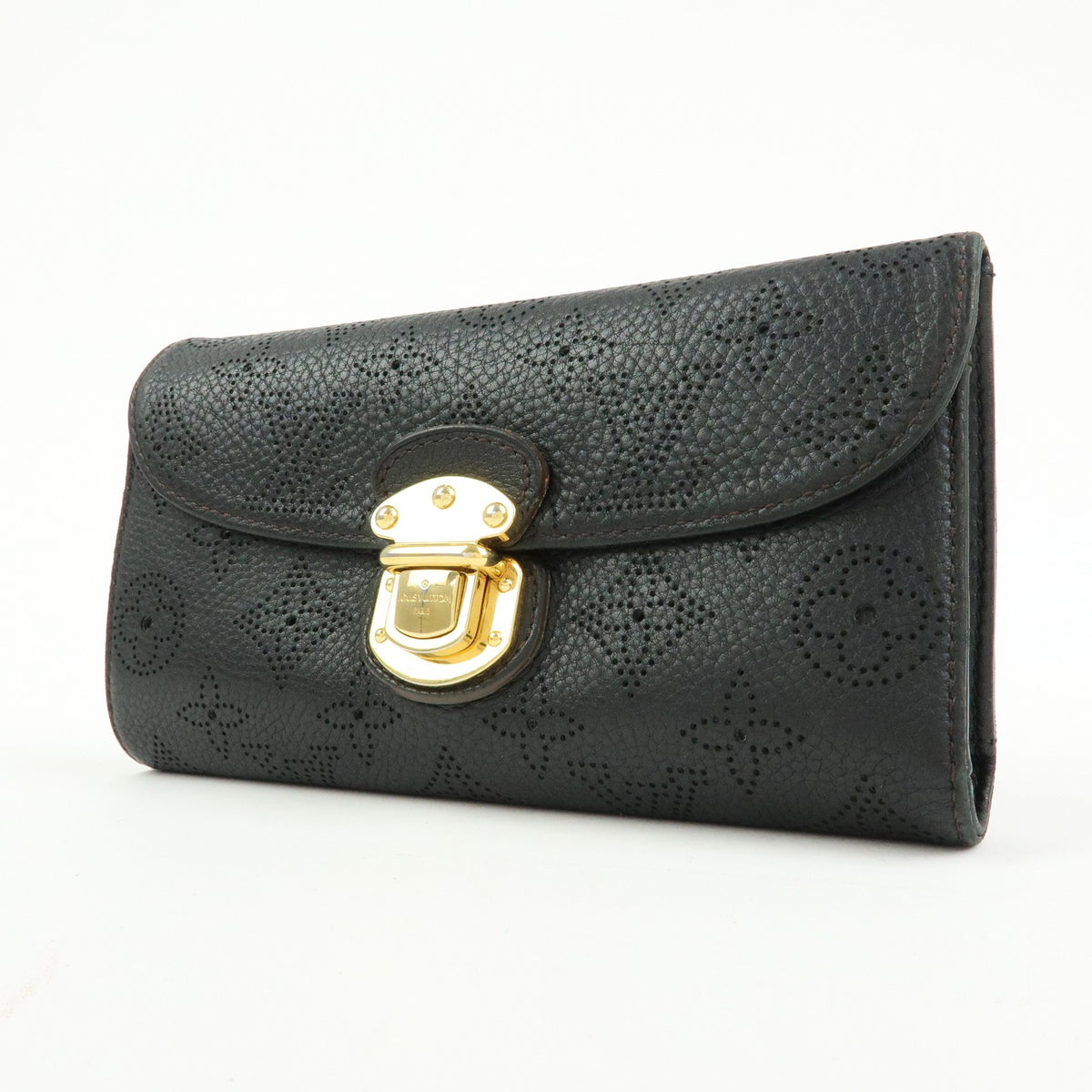 Louis Vuitton Amelia Mahina Leather, Black, Leather, Wallet
