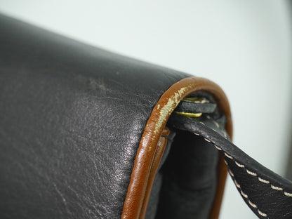 Celine Flap Shoulder Leather, Black, Leather, Shoulder Bag