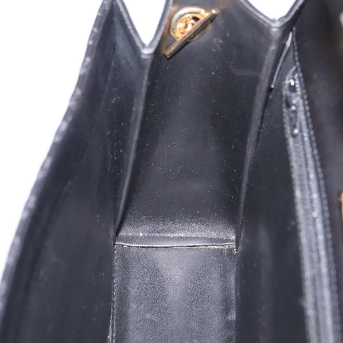 Bally Vintage Chain Quilted Leather, Black, Leather, Shoulder Bag