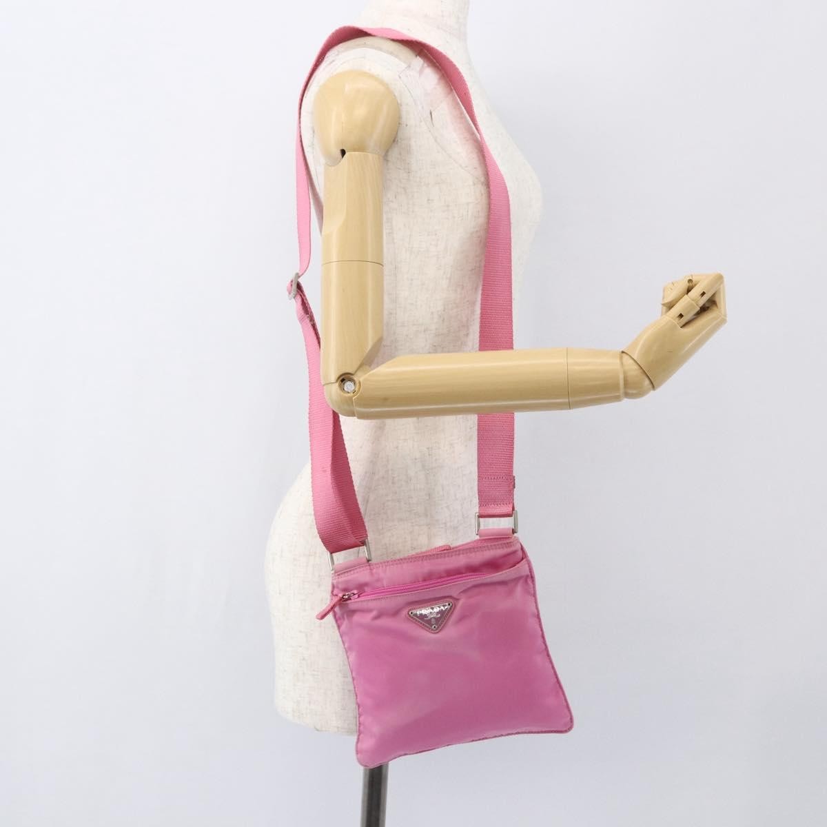 Prada Front Pocket Messenger Tessuto, Pink, Nylon, Shoulder Bag