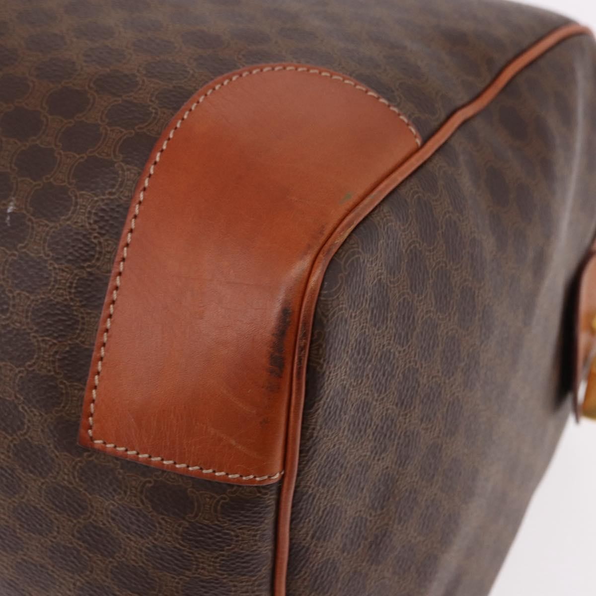 Celine Vintage Duffle Macadam Coated Canvas, Brown, Canvas, Handbag