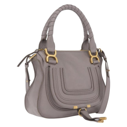 Chloe Marcie Satchel Leather, Gray, Leather, Handbag