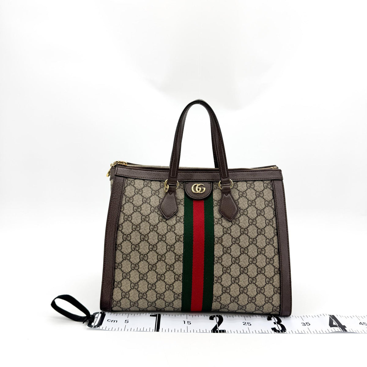 Gucci Ophidia Top Handle GG Coated Canvas, Brown, Canvas, Tote Bag