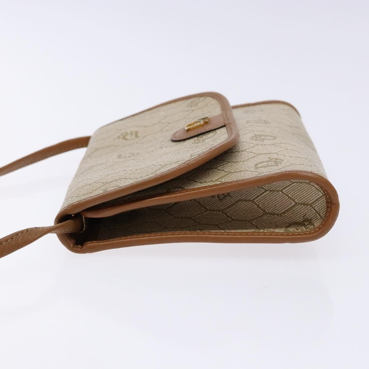 Christian Dior Vintage Honeycomb Flap Coated Canvas, Beige, PVC, Wallet