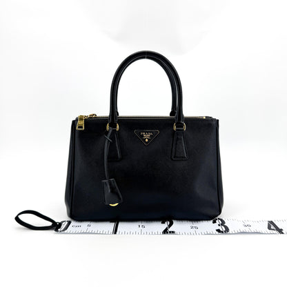 Prada Galleria Double Zip Saffiano Leather, Black, Leather, Tote Bag