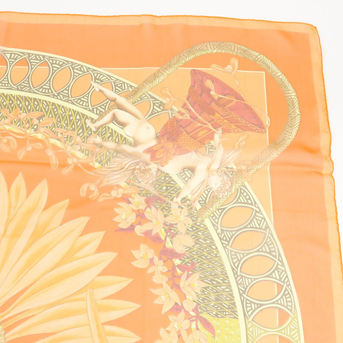 Chanel Carré 90 Silk, Orange, Silk, Scarf