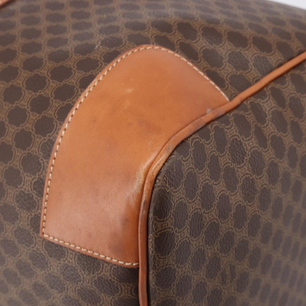 Celine Vintage Duffle Macadam Coated Canvas, Brown, Canvas, Handbag