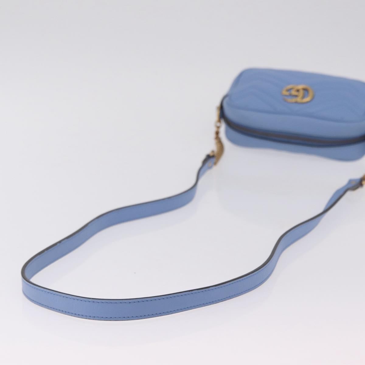 Gucci GG Marmont Matelasse Patent, Blue, Leather, Shoulder Bag
