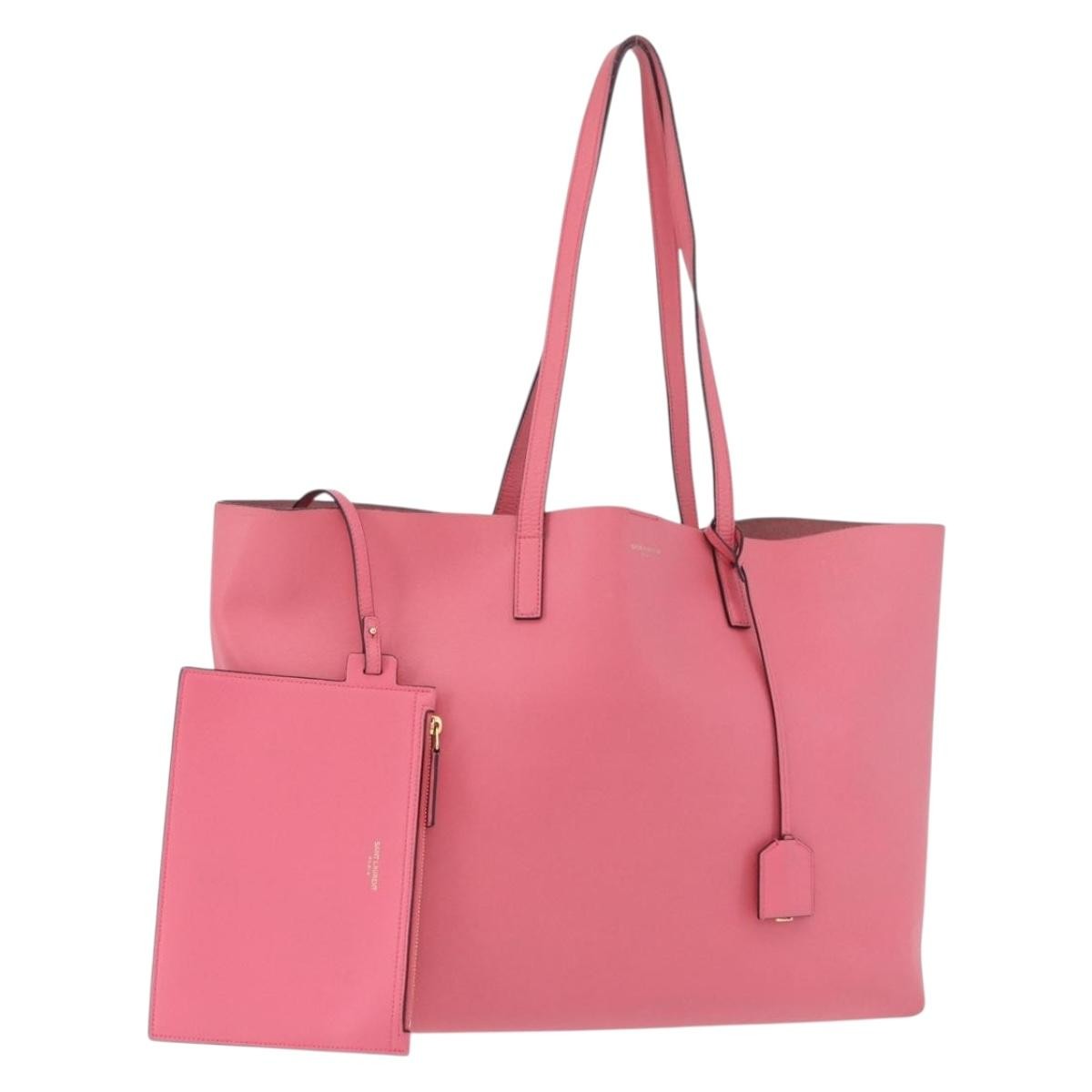 Saint Laurent Shopper Leather, Pink, Leather, Tote Bag