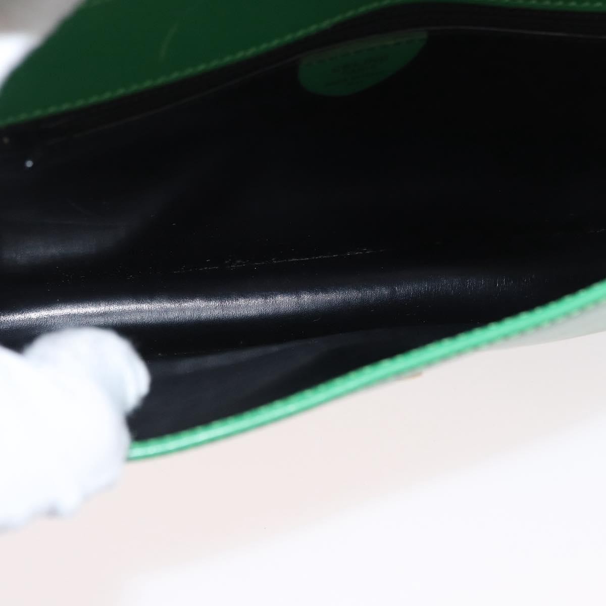 Celine Circle Logo Leather, Green, Leather, Shoulder Bag