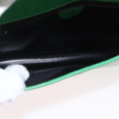 Celine Circle Logo Leather, Green, Leather, Shoulder Bag
