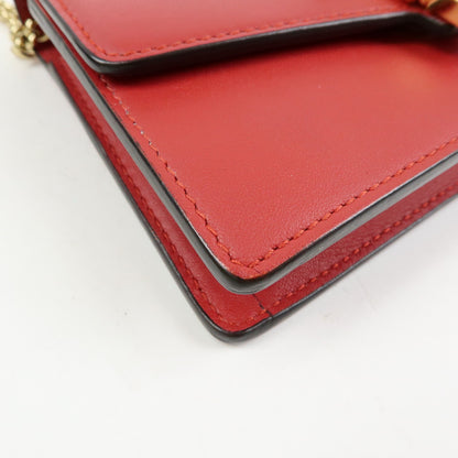 Gucci Sylvie Chain Leather, Red, Leather, Shoulder Bag