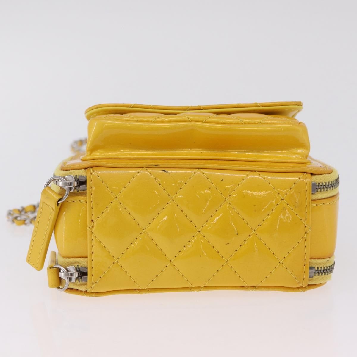 Chanel Pocket Box Camera Case Quilted Patent, Yellow, Patent Leather, Crossbody Bag