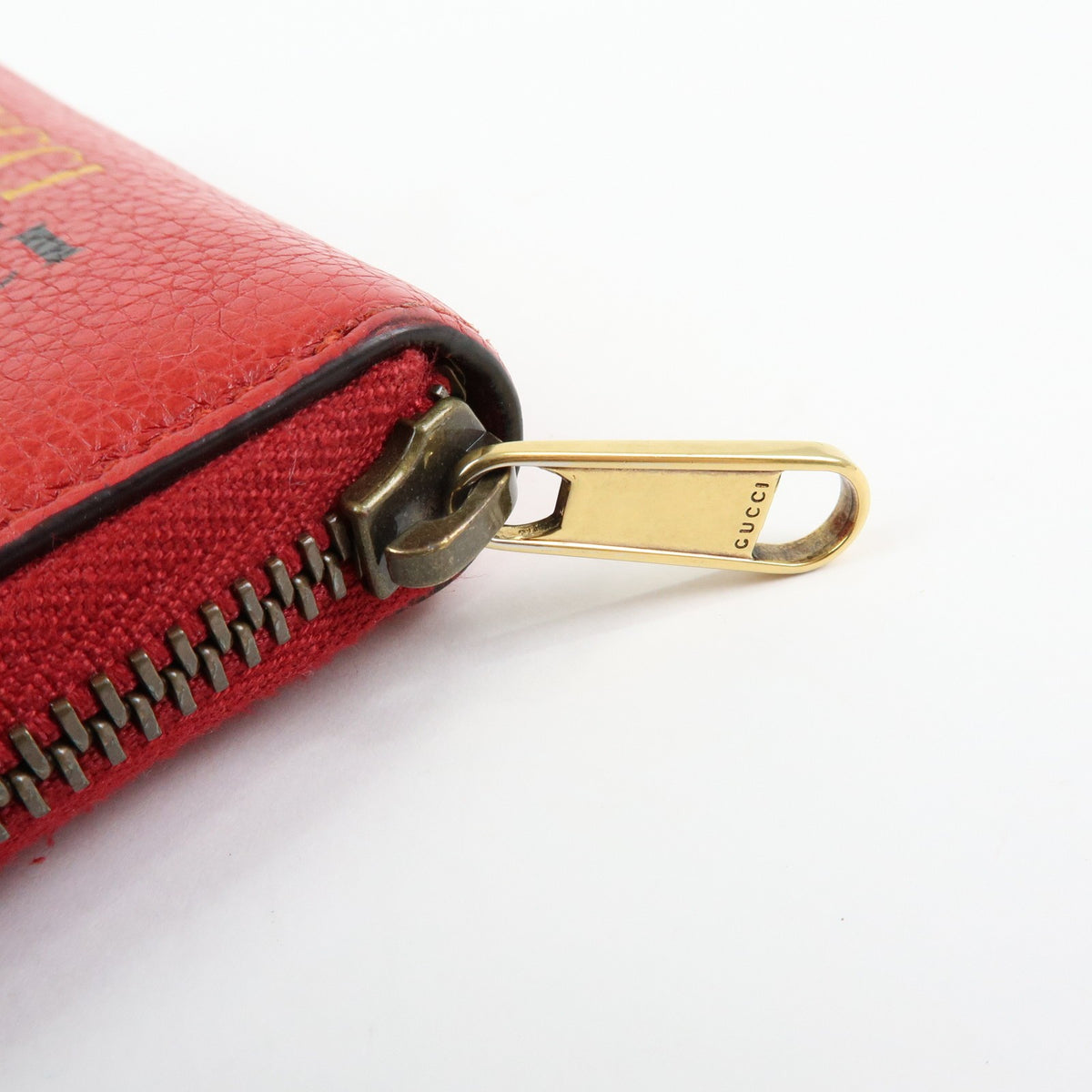 Gucci Logo Zip Card Case Printed Leather, Red, Leather, Wallet