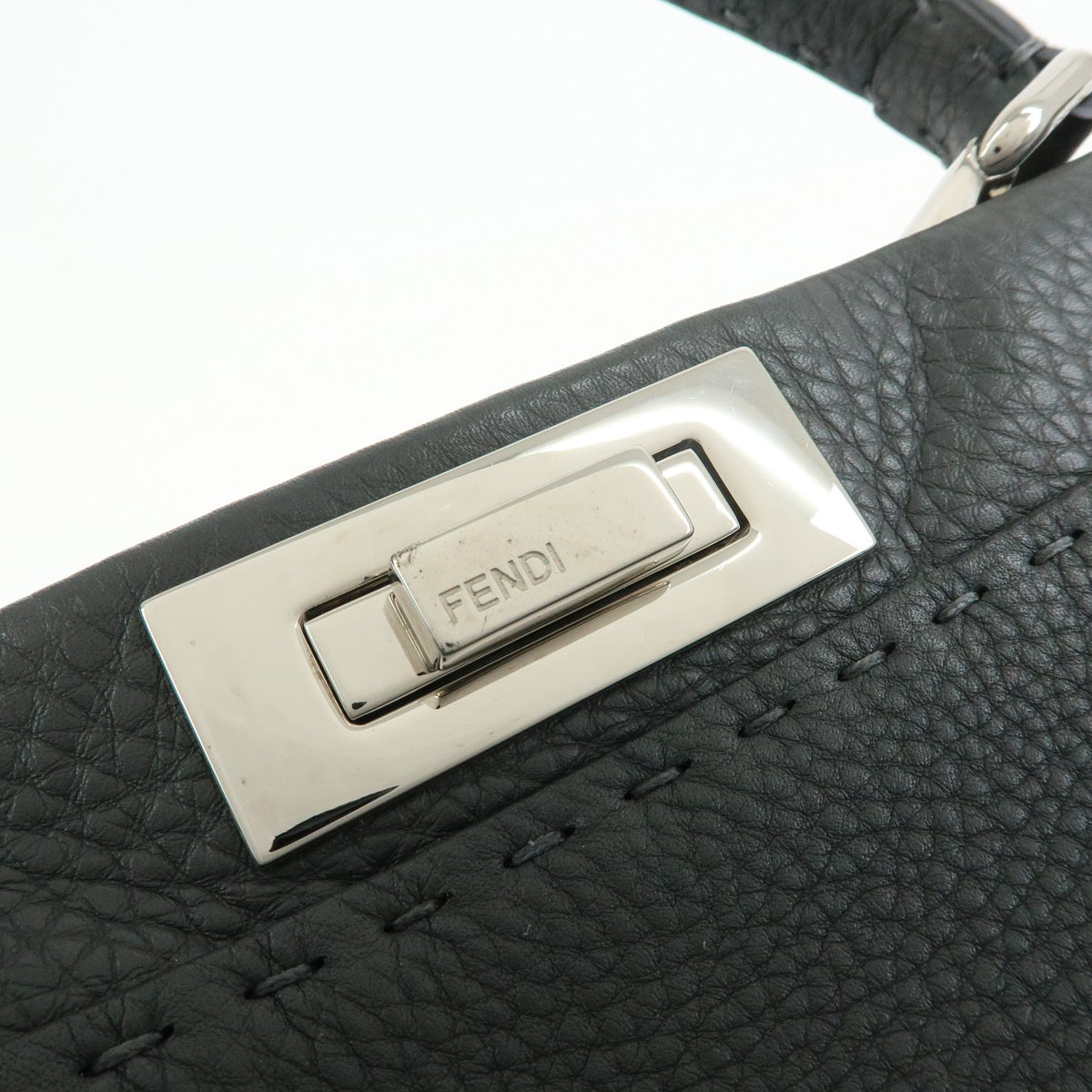 Fendi Selleria Peekaboo Leather, Gray, Leather, Handbag