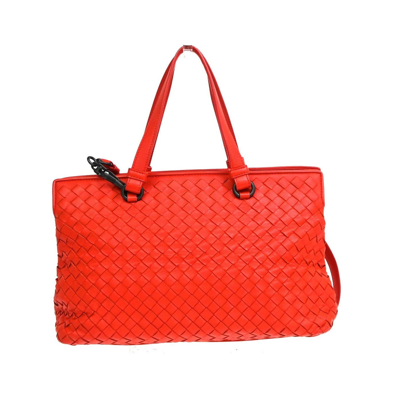 Bottega Veneta 2-Pocket Convertible Tote Intrecciato Nappa, Red, Leather, Tote Bag